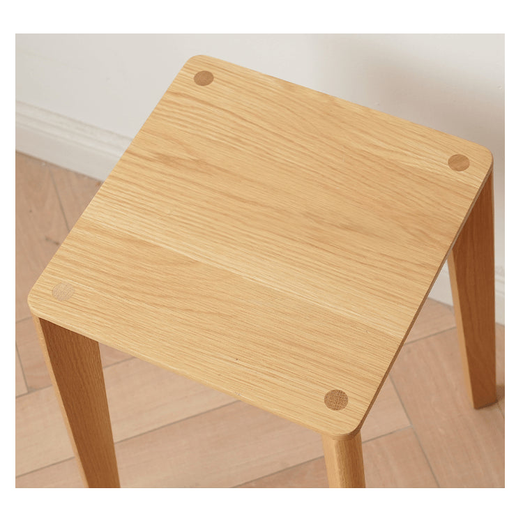 Elegant Oak Wood Stool with Light Grey Cushion - Natural and Comfortable Seating fyx-891