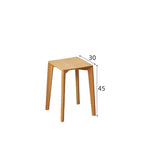 Elegant Oak Wood Stool with Light Grey Cushion - Natural and Comfortable Seating fyx-891