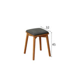 Elegant Oak Wood Stool with Light Grey Cushion - Natural and Comfortable Seating fyx-891