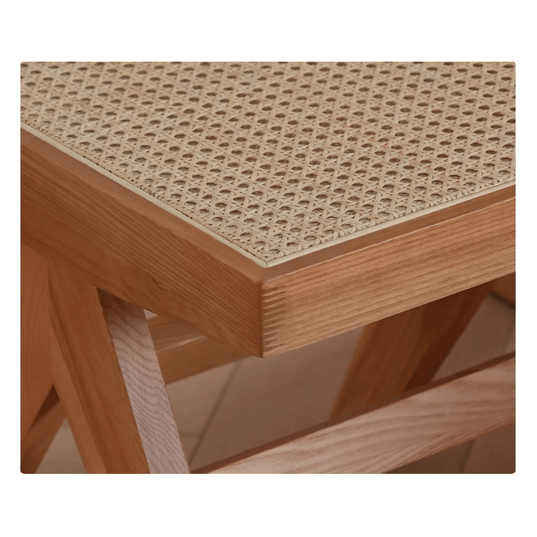 Elegant Natural Wood and Rattan Stool – Ash, Cherry, and Oak Variants Available fyx-892