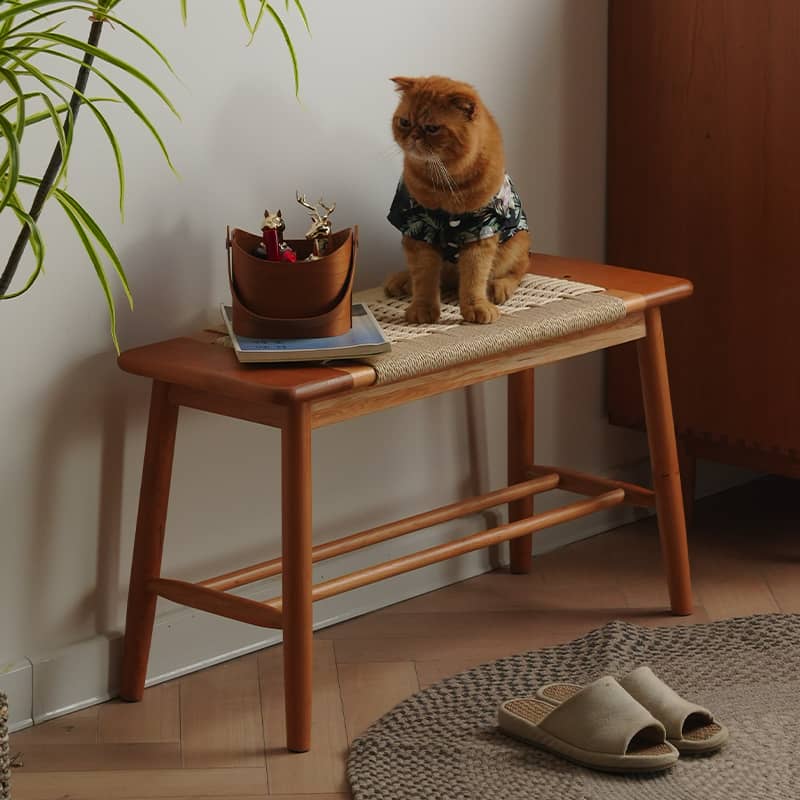 Elegant Cherry & Oak Wood Stool with Durable Kraft Paper Details fyx-896