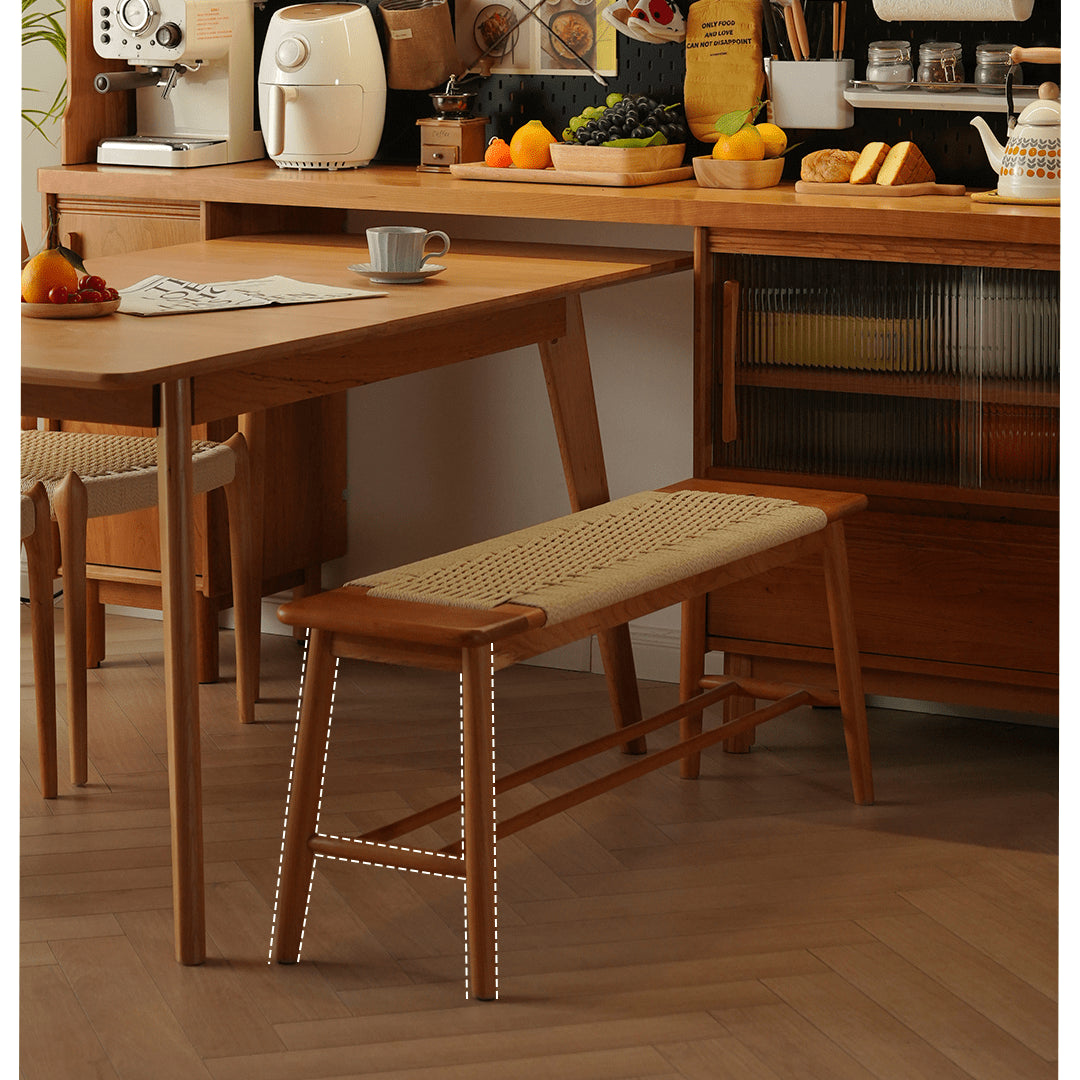 Elegant Cherry & Oak Wood Stool with Durable Kraft Paper Details fyx-896