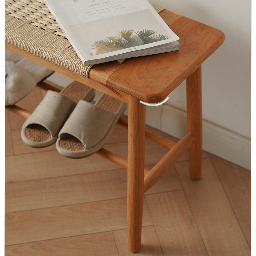 Elegant Cherry & Oak Wood Stool with Durable Kraft Paper Details fyx-896