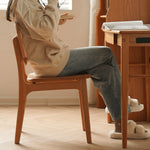 Elegant Cherry Wood and Rattan Chair - Natural Finish fyx-898