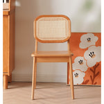 Elegant Cherry Wood and Rattan Chair - Natural Finish fyx-898