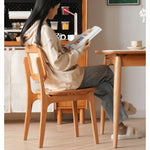 Elegant Cherry Wood and Rattan Chair - Natural Finish fyx-898