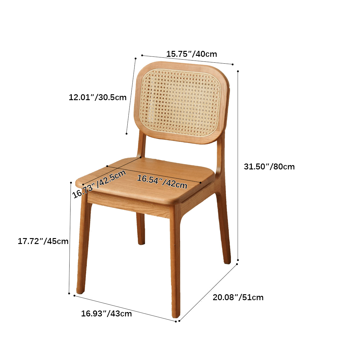 Elegant Cherry Wood and Rattan Chair - Natural Finish fyx-898