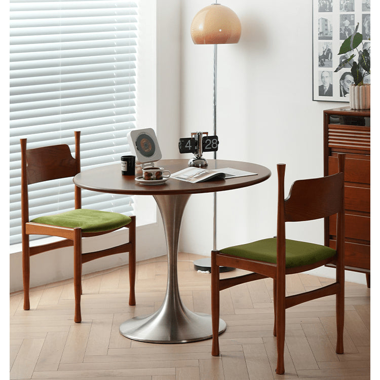 Elegant Velvet Ash Wood Chair with Soft Foam Padding - Green & Brown fyx-900