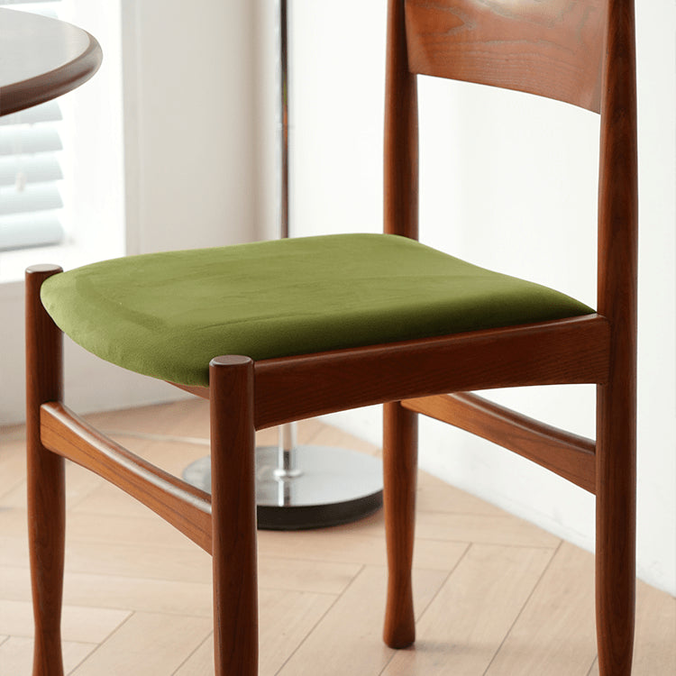 Elegant Velvet Ash Wood Chair with Soft Foam Padding - Green & Brown fyx-900