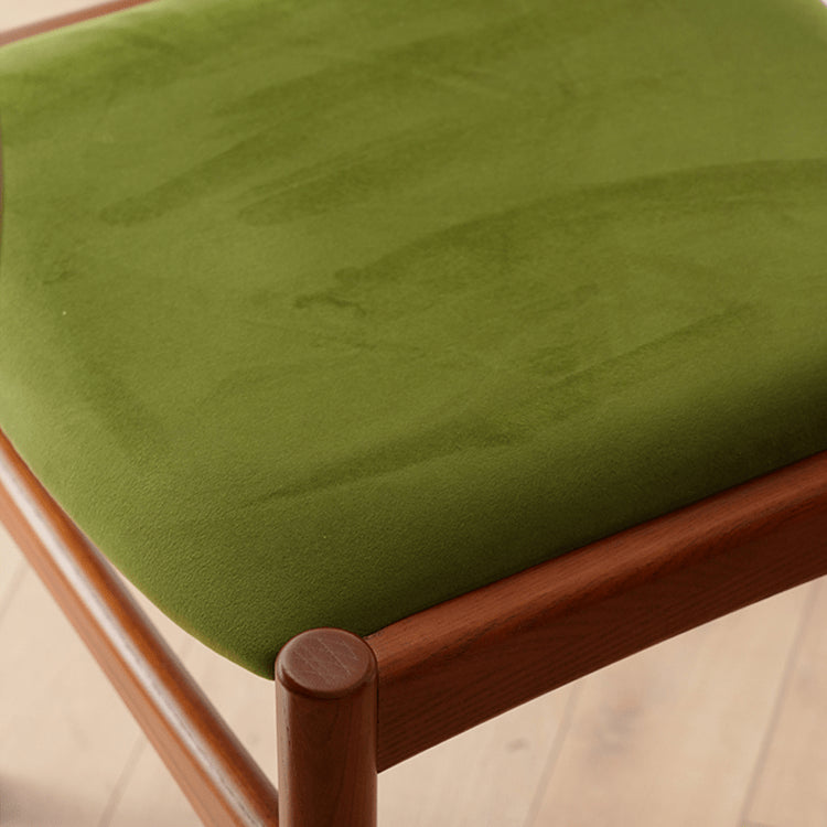 Elegant Velvet Ash Wood Chair with Soft Foam Padding - Green & Brown fyx-900