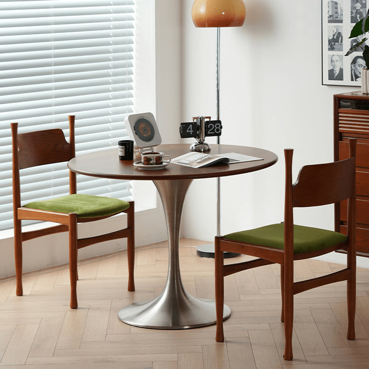 Elegant Velvet Ash Wood Chair with Soft Foam Padding - Green & Brown fyx-900