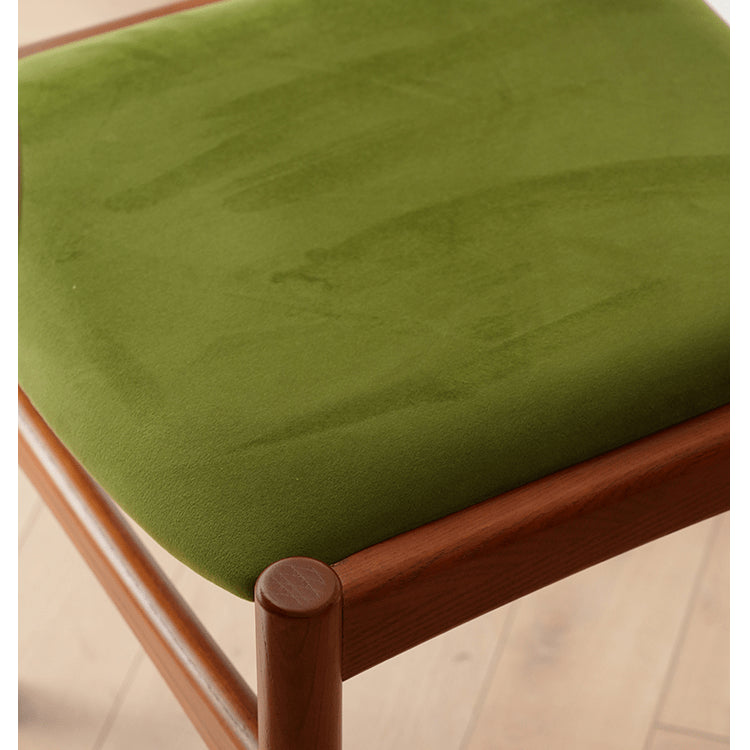 Elegant Velvet Ash Wood Chair with Soft Foam Padding - Green & Brown fyx-900