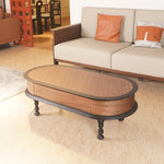 Stylish Ash Wood Coffee Table with Storage - Modern Oval Design for Living Room fzgf-3102