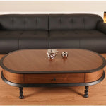 Stylish Ash Wood Coffee Table with Storage - Modern Oval Design for Living Room fzgf-3102