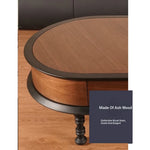 Stylish Ash Wood Coffee Table with Storage - Modern Oval Design for Living Room fzgf-3102