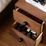 Modern Ash Wood Nightstand with Two Drawers – Stylish Bedroom Storage Solution fzgf-3103