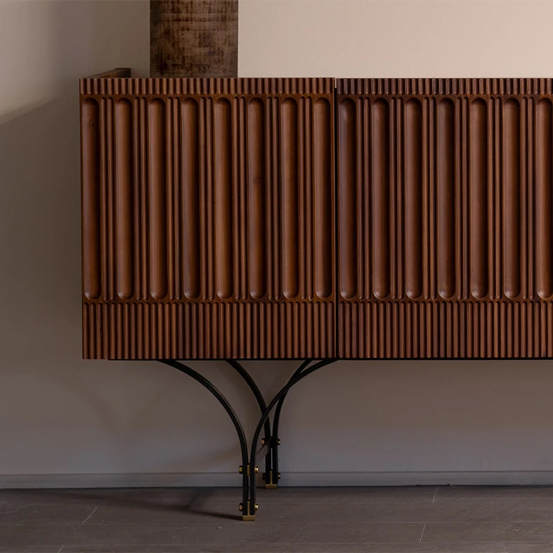 Stylish Boxwood Cabinet with Unique Ribbed Design - Perfect for Modern Interiors fzgf-3104