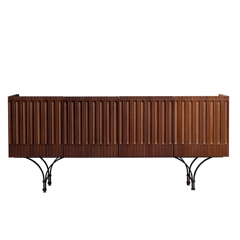 Stylish Boxwood Cabinet with Unique Ribbed Design - Perfect for Modern Interiors fzgf-3104