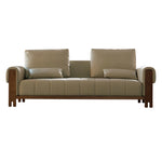 Stylish Black Walnut Faux Leather Sofa with Plush Cushions for Modern Living Rooms fzgf-3106