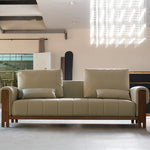 Stylish Black Walnut Faux Leather Sofa with Plush Cushions for Modern Living Rooms fzgf-3106