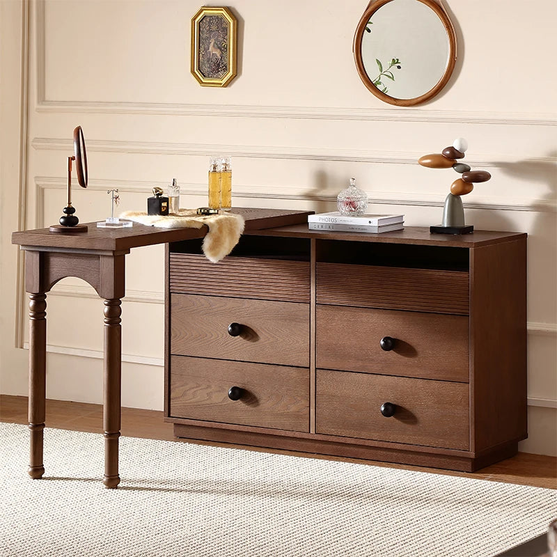 Elegant Ash Wood Makeup Vanity with Spacious Storage and Chic Design fzgf-3108