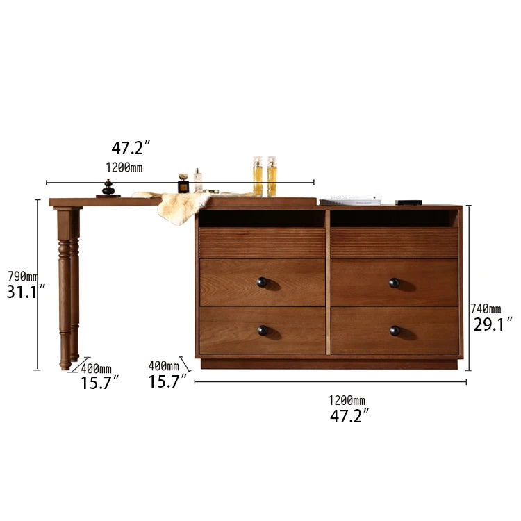 Elegant Ash Wood Makeup Vanity with Spacious Storage and Chic Design fzgf-3108
