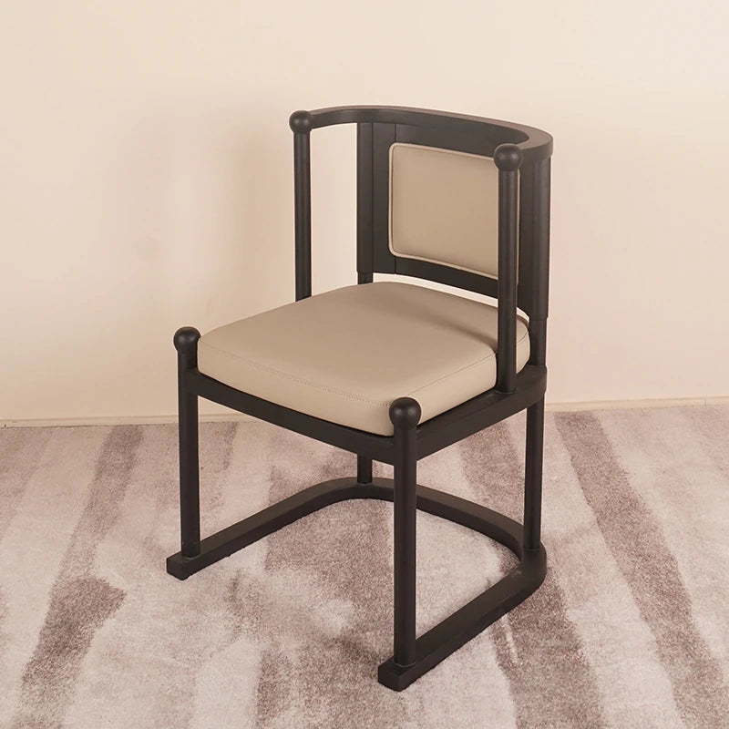 Stylish Ash Wood Chair with Faux Leather and Cotton-Linen Cushion – Perfect for Home or Office Decor fzgf-3109