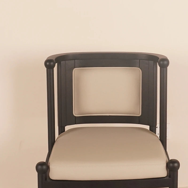 Stylish Ash Wood Chair with Faux Leather and Cotton-Linen Cushion – Perfect for Home or Office Decor fzgf-3109