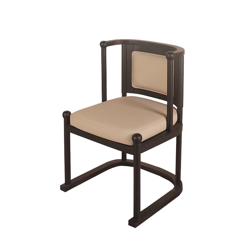 Stylish Ash Wood Chair with Faux Leather and Cotton-Linen Cushion – Perfect for Home or Office Decor fzgf-3109