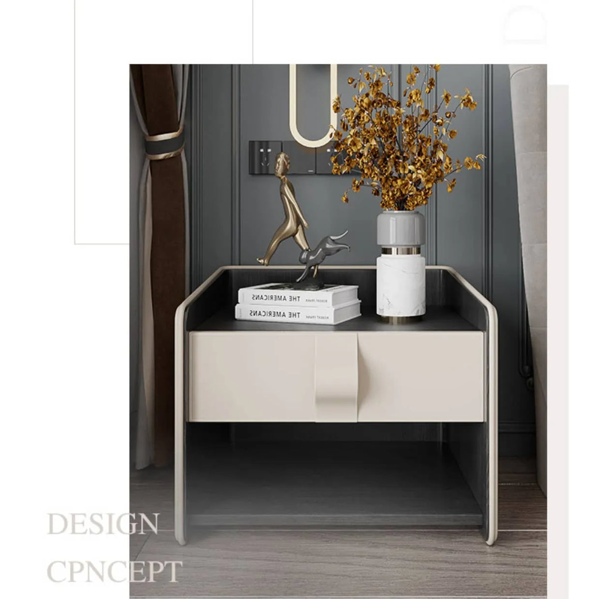 Luxury Solid Wood Nightstand with Faux Leather Finish - Modern Bedroom Essential fzyhs-2734