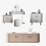 Luxurious Faux Leather Nightstand with Modern Gold Accents fzyhs-2735