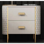 Luxurious Faux Leather Nightstand with Modern Gold Accents fzyhs-2735