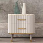 Luxury Solid Wood Nightstand with Marble Top - Elegant Bedroom Accent Piece fzyhs-2736