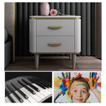 Luxury Solid Wood Nightstand with Marble Top - Elegant Bedroom Accent Piece fzyhs-2736