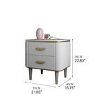 Luxury Solid Wood Nightstand with Marble Top - Elegant Bedroom Accent Piece fzyhs-2736