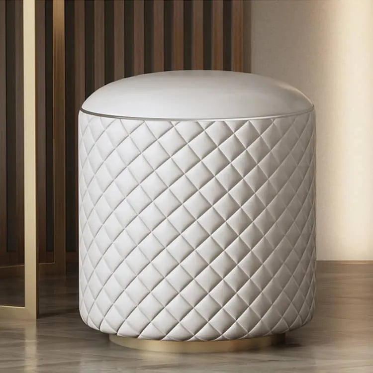 Elegant Quilted Faux Leather Stool with Solid Wood Base for Modern Living Spaces fzyhs-2738-st