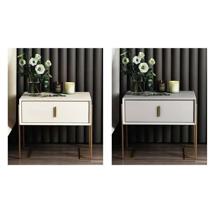 Elegant Faux Leather Nightstand with Gold Accents - Modern Bedroom Furniture fzyhs-2739