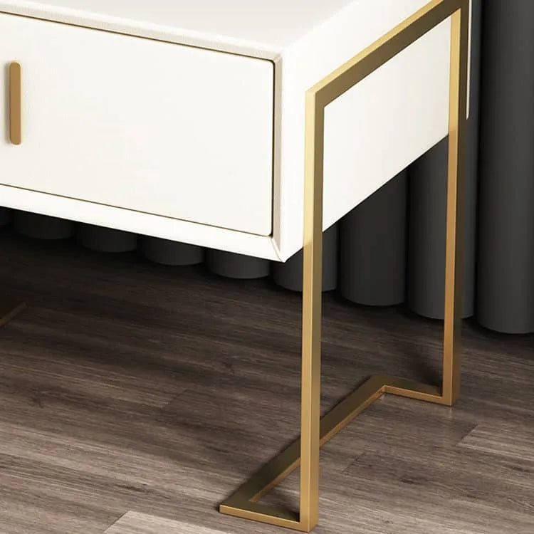 Elegant Faux Leather Nightstand with Gold Accents - Modern Bedroom Furniture fzyhs-2739