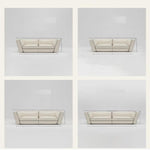 Minimalist Geometric Leather Sofa, French Cream Style with Black Accents, Straight-Line Couch for Large Spaces gjzw-0409-72