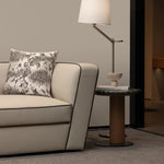 Minimalist Geometric Leather Sofa, French Cream Style with Black Accents, Straight-Line Couch for Large Spaces gjzw-0409-72