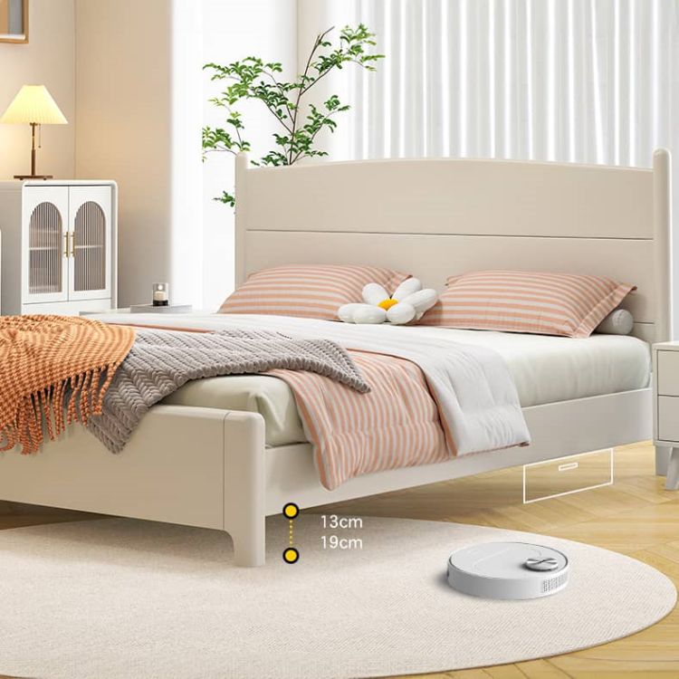 Chic Modern Bed Frame | Durable White Rubber Wood & Stylish Pine glna-231