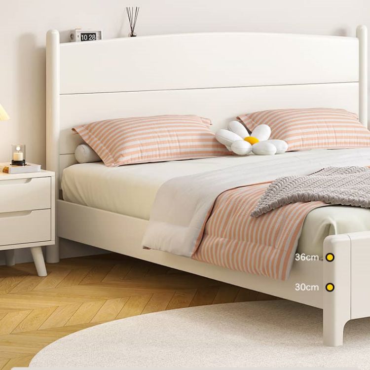 Chic Modern Bed Frame | Durable White Rubber Wood & Stylish Pine glna-231