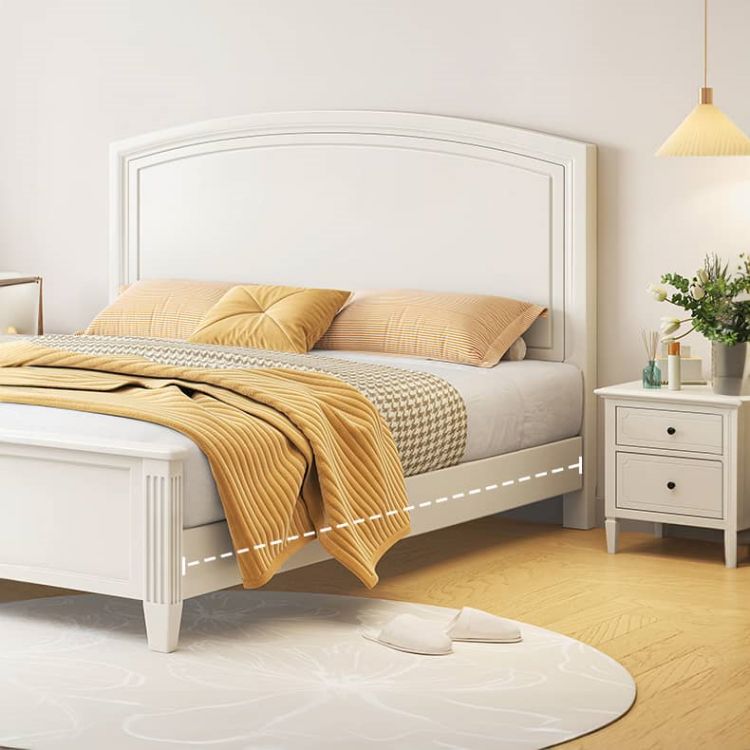 Elegant White Rubber Wood and Pine Bed Frame – Durable Comfort for Your Bedroom glna-232