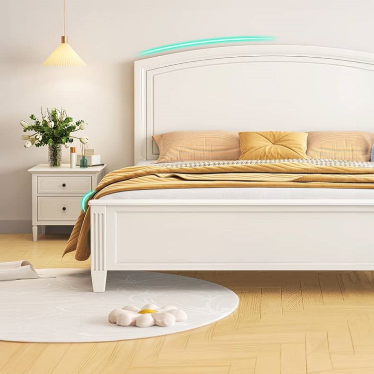Elegant White Rubber Wood and Pine Bed Frame – Durable Comfort for Your Bedroom glna-232