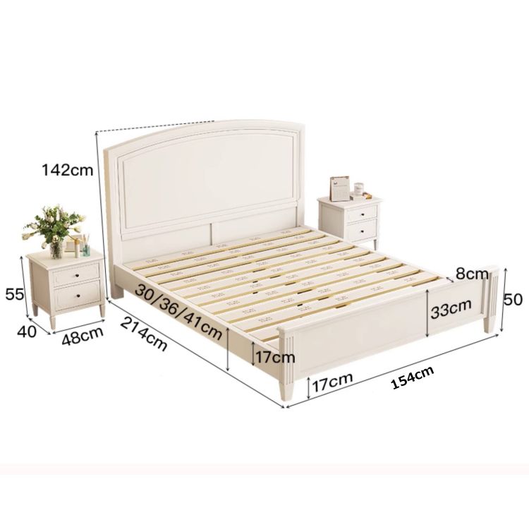 Elegant White Rubber Wood and Pine Bed Frame – Durable Comfort for Your Bedroom glna-232