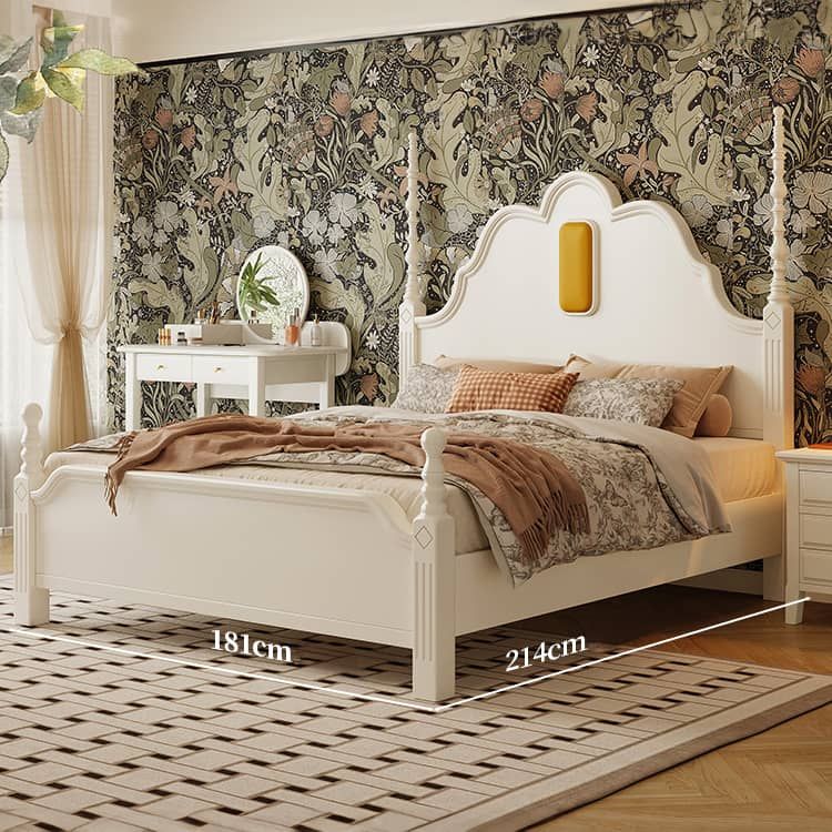 Stylish White Bed Frame | Durable Rubber Wood & Pine Construction glna-233