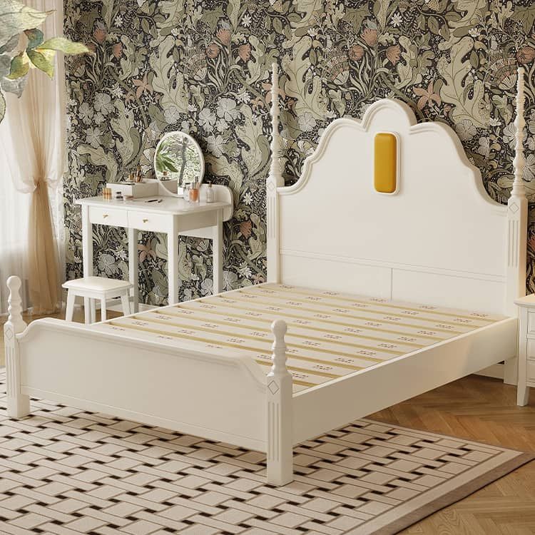 Stylish White Bed Frame | Durable Rubber Wood & Pine Construction glna-233
