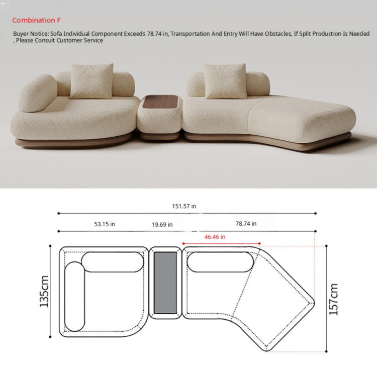 Italian Minimalist Block-Style Sectional Sofa, Asymmetrical Corner Couch for Living Room gs-0209-52