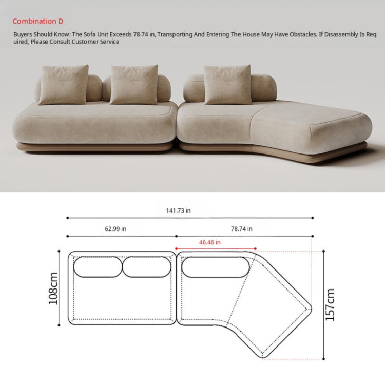 Italian Minimalist Block-Style Sectional Sofa, Asymmetrical Corner Couch for Living Room gs-0209-52