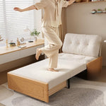 Cream Style Solid Wood Chenille Fabric Sofa Bed, Extendable Fold-Out Sleeper Chair for Small Spaces gw-805